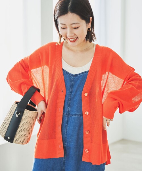 coen(コーエン)の「サラコVネックシアーニットカーディガン(カーディガン/ボレロ・レディース・ライトグレー/ベージュ/オレンジ/ケリー/ロイヤルブルー/ブラック・FREE)」の18枚目の写真