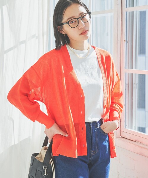 coen(コーエン)の「サラコVネックシアーニットカーディガン(カーディガン/ボレロ・レディース・ライトグレー/ベージュ/オレンジ/ケリー/ロイヤルブルー/ブラック・FREE)」の20枚目の写真