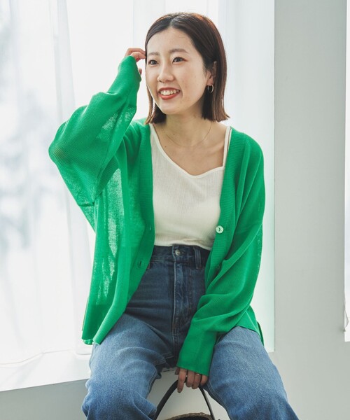 coen(コーエン)の「サラコVネックシアーニットカーディガン(カーディガン/ボレロ・レディース・ライトグレー/ベージュ/オレンジ/ケリー/ロイヤルブルー/ブラック・FREE)」の21枚目の写真