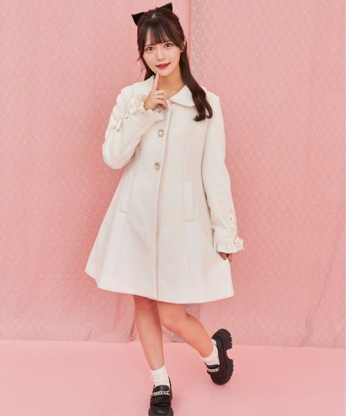 SecretHoney 袖レースアップビジューボタンコート Secret Honey（シークレットハニー）の「袖レースアップビジュー