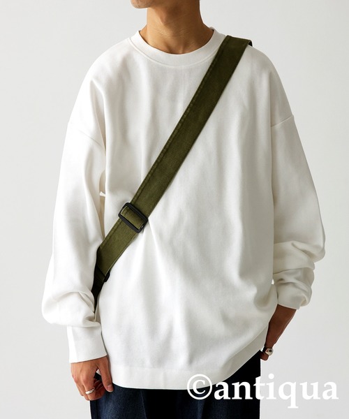 antiqua（アンティカ）の「綿混サカリバ生地ベーシックロンT（Tシャツ/カットソー・レディース・ホワイト/ブラック/ダークグレー・FREE）」の2枚目の写真