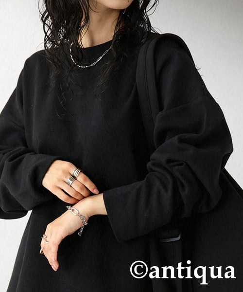 antiqua（アンティカ）の「綿混サカリバ生地ベーシックロンT（Tシャツ/カットソー・レディース・ホワイト/ブラック/ダークグレー・FREE）」の11枚目の写真