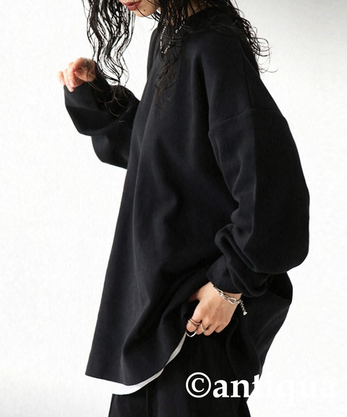 antiqua（アンティカ）の「綿混サカリバ生地ベーシックロンT（Tシャツ/カットソー・レディース・ホワイト/ブラック/ダークグレー・FREE）」の21枚目の写真