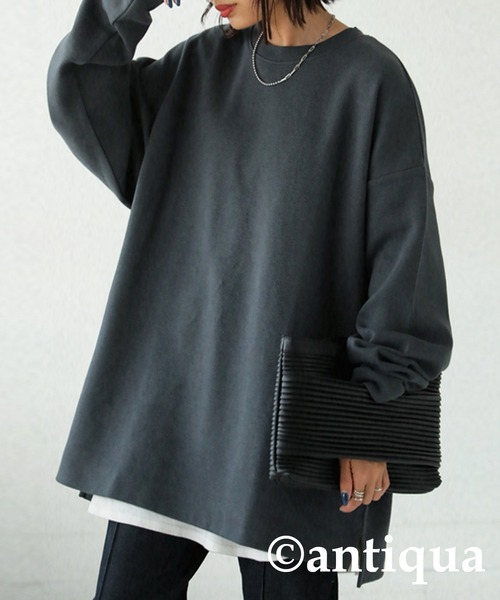 antiqua（アンティカ）の「綿混サカリバ生地ベーシックロンT（Tシャツ/カットソー・レディース・ホワイト/ブラック/ダークグレー・FREE）」の17枚目の写真