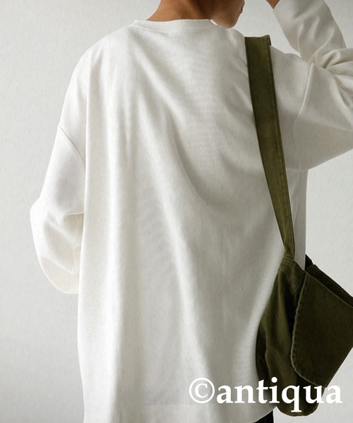 antiqua（アンティカ）の「綿混サカリバ生地ベーシックロンT（Tシャツ/カットソー・レディース・ホワイト/ブラック/ダークグレー・FREE）」の5枚目の写真