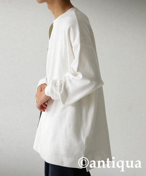 antiqua（アンティカ）の「綿混サカリバ生地ベーシックロンT（Tシャツ/カットソー・レディース・ホワイト/ブラック/ダークグレー・FREE）」の15枚目の写真