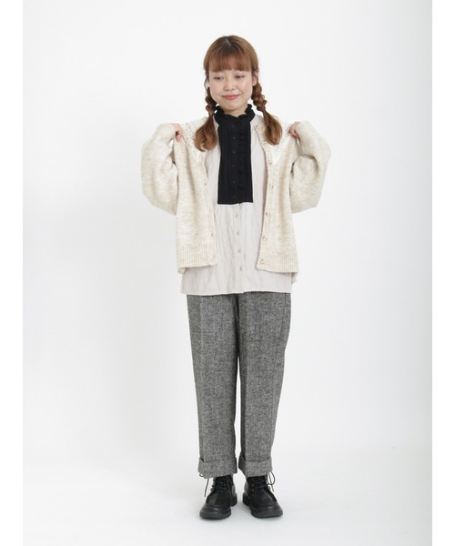 Samansa Mos2（サマンサ モスモス）の「配色切替フリルブラウス（シャツ/ブラウス・レディース・ベージュ/モカ/チャコール・ﾌﾘ-）」の6枚目の写真