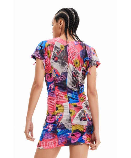 Desigual(デシグアル)の「コラージュ ギャザー ショートワンピース(ワンピース・レディース・レッド・L/S/XS/M/XL)」の9枚目の写真