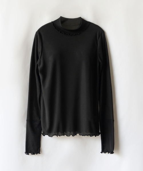 me+em select（ミームセレクト）の「※※シアー切替プチハイネックメロートップス（Tシャツ/カットソー・レディース・パープル/オレンジ/アイボリー/ブラック・MEDIUM/LARGE/SMALL）」の11枚目の写真