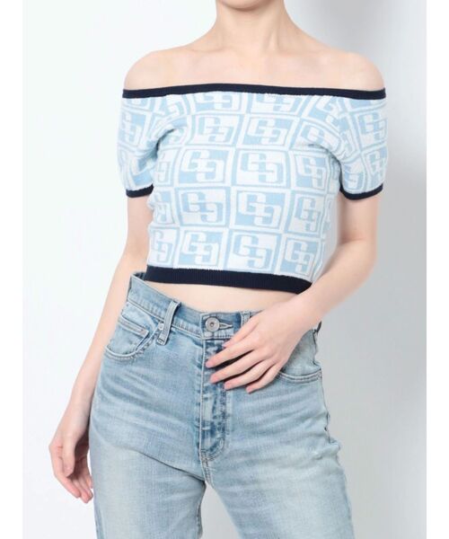 GYDA GG TILE PATTERN ショートトップス　カーディガン　セット GYDA GG TILE PATTERN ニットカーディガン（ブラック