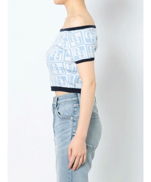 GYDA（ジェイダ）の「GG TILE PATTERN SHORTニットトップス（ニット/セーター・レディース・ブラック/ライトブルー/ベージュ・FREE）」の16枚目の写真