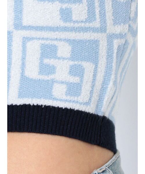 GYDA（ジェイダ）の「GG TILE PATTERN SHORTニットトップス（ニット/セーター・レディース・ブラック/ライトブルー/ベージュ・FREE）」の7枚目の写真