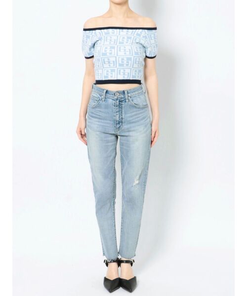 GYDA（ジェイダ）の「GG TILE PATTERN SHORTニットトップス（ニット/セーター・レディース・ブラック/ライトブルー/ベージュ・FREE）」の10枚目の写真