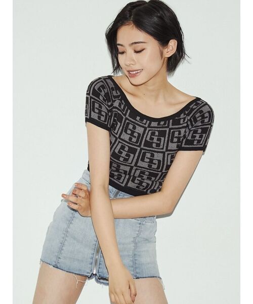 GYDA（ジェイダ）の「GG TILE PATTERN SHORTニットトップス