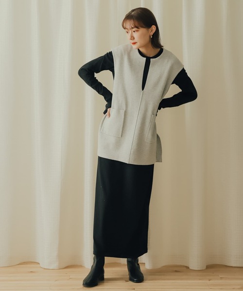 SENSE OF PLACE by URBAN RESEARCH(センスオブプレイスバイアーバンリサーチ)の「ボリュームスリーブアイラインカットワンピース(ワンピース・レディース・ラベンダー/ブラック/ライトベージュ・ONE/S)」の4枚目の写真