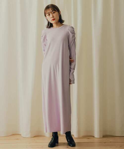 SENSE OF PLACE by URBAN RESEARCH(センスオブプレイスバイアーバンリサーチ)の「ボリュームスリーブアイラインカットワンピース(ワンピース・レディース・ラベンダー/ブラック/ライトベージュ・ONE/S)」の10枚目の写真