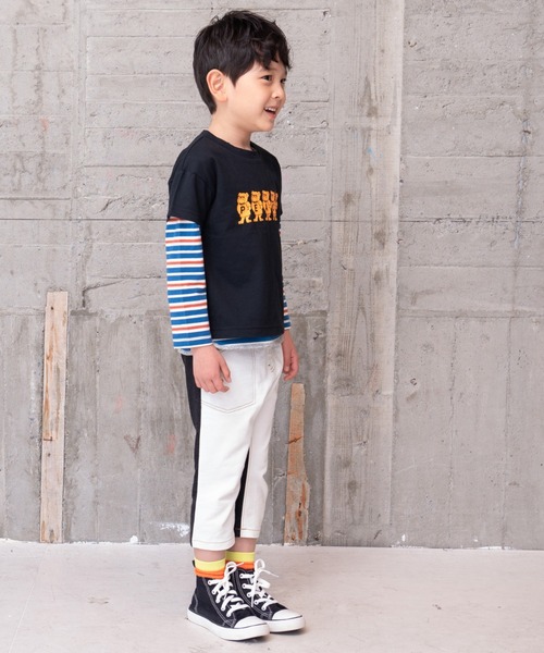 RAGMART(ラグマート)の「ニットデニムパンツ7分丈(デニムパンツ・キッズ・ピンク/オフホワイト/ネイビー・80cm/90cm/95cm)」の8枚目の写真