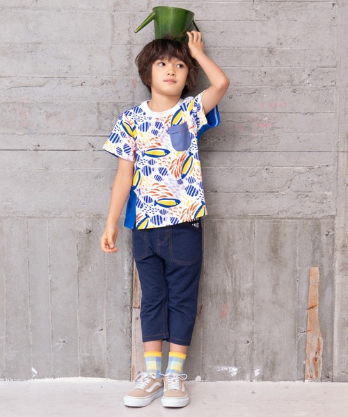 RAGMART(ラグマート)の「ニットデニムパンツ7分丈(デニムパンツ・キッズ・ピンク/オフホワイト/ネイビー・80cm/90cm/95cm)」の5枚目の写真