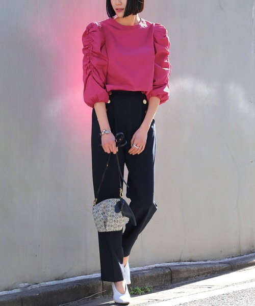 ELFRANK（エルフランク）の「ボリュームギャザースリーブブラウス【洗える】（シャツ/ブラウス・レディース・ピンク/ブラック/オフホワイト・FREE）」の5枚目の写真