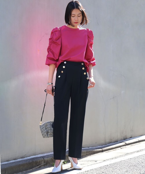 ELFRANK（エルフランク）の「ボリュームギャザースリーブブラウス【洗える】（シャツ/ブラウス・レディース・ピンク/ブラック/オフホワイト・FREE）」の7枚目の写真