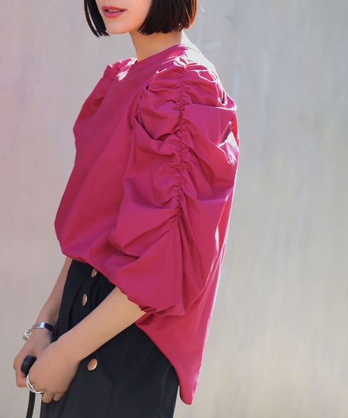 ELFRANK（エルフランク）の「ボリュームギャザースリーブブラウス【洗える】（シャツ/ブラウス・レディース・ピンク/ブラック/オフホワイト・FREE）」の8枚目の写真