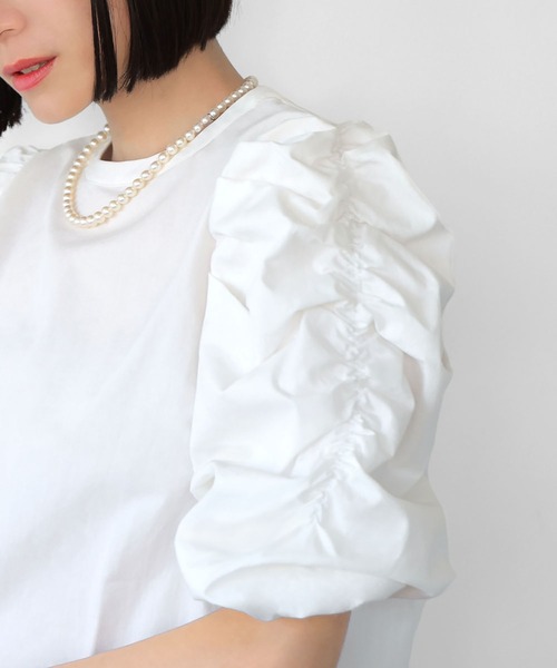 ELFRANK（エルフランク）の「ボリュームギャザースリーブブラウス【洗える】（シャツ/ブラウス・レディース・ピンク/ブラック/オフホワイト・FREE）」の12枚目の写真