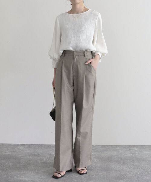 fredy emue（フレディエミュ）の「【fredy emue/フレディエミュ】楊柳袖口フレアーブラウス（シャツ/ブラウス・レディース・オフホワイト/ライトグリーン/ネイビー・38）」の10枚目の写真