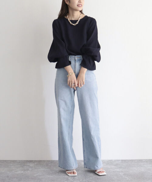 fredy emue（フレディエミュ）の「【fredy emue/フレディエミュ】楊柳袖口フレアーブラウス（シャツ/ブラウス・レディース・オフホワイト/ライトグリーン/ネイビー・38）」の19枚目の写真