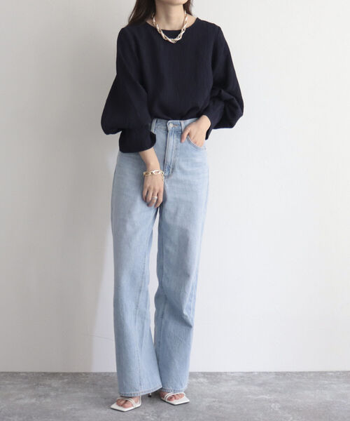 fredy emue（フレディエミュ）の「【fredy emue/フレディエミュ】楊柳袖口フレアーブラウス（シャツ/ブラウス・レディース・オフホワイト/ライトグリーン/ネイビー・38）」の20枚目の写真