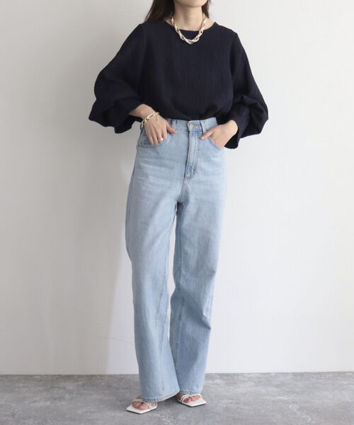 fredy emue（フレディエミュ）の「【fredy emue/フレディエミュ】楊柳袖口フレアーブラウス（シャツ/ブラウス・レディース・オフホワイト/ライトグリーン/ネイビー・38）」の21枚目の写真