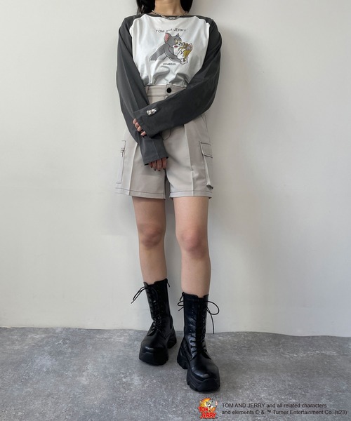 179/WG（イチナナキュウダブルジー）の「【TOM and JERRY】フォトラグランTEE（Tシャツ/カットソー・レディース・オフホワイト/チャコールグレー/オートミール・FREE）」の14枚目の写真