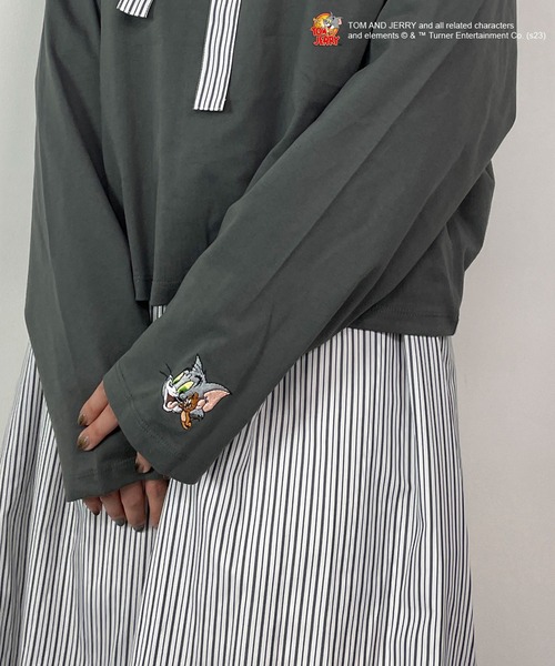 179/WG（イチナナキュウダブルジー）の「【TOM and JERRY】フォトラグランTEE（Tシャツ/カットソー・レディース・オフホワイト/チャコールグレー/オートミール・FREE）」の12枚目の写真