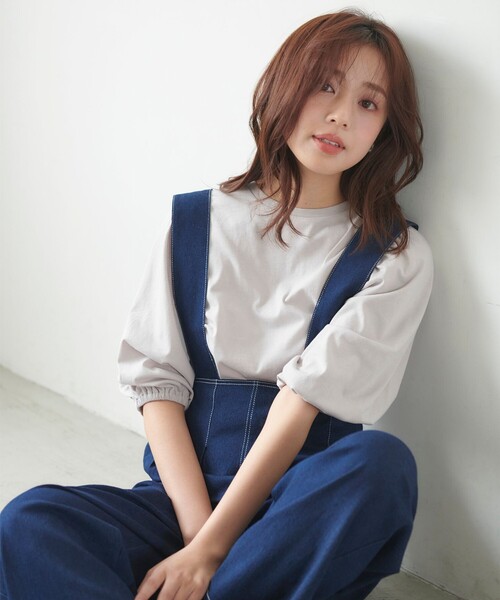 Feroux(フェルゥ)の「【UVケア】バックリボンボリュームスリーブ Tシャツ(Tシャツ/カットソー・レディース・ホワイト系1/スカイブルー系/ブラック系/ピンク系/ホワイト系/アイボリー系/黄緑系/オレンジ系・F)」の5枚目の写真