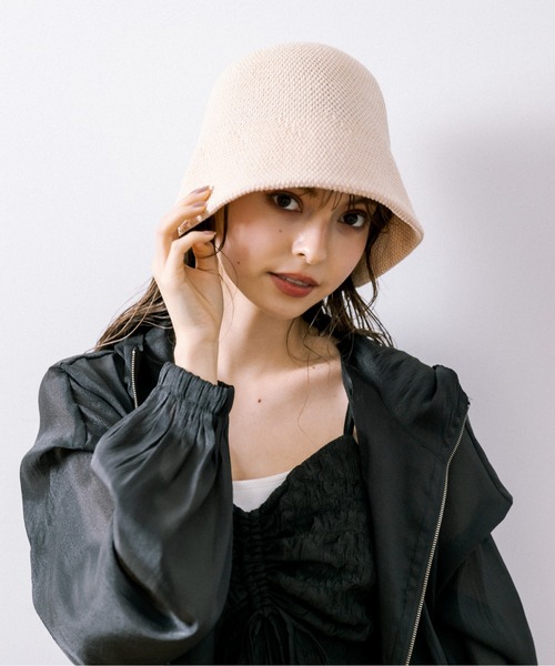 OLIVE des OLIVE（オリーブデオリーブ）の「サマーニットクロ―シュハット（ハット・レディース・アイボリー/ブラック・FREE）」の5枚目の写真