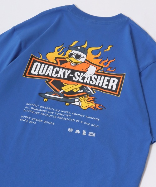 Duck Dude（ダックデュード）の「DUCK DUDE/ダックデュード ビックシルエット ファイヤー バックプリント 半袖Tシャツ レディース メンズ（Tシャツ/カットソー・レディース・ホワイト/ブラック/ブルー/ダークグリーン・M/L/LL）」の4枚目の写真