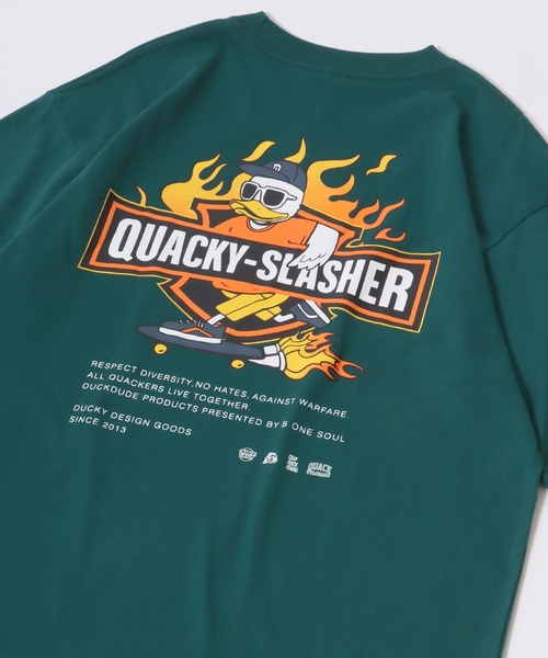 Duck Dude（ダックデュード）の「DUCK DUDE/ダックデュード ビックシルエット ファイヤー バックプリント 半袖Tシャツ レディース メンズ（Tシャツ/カットソー・レディース・ホワイト/ブラック/ブルー/ダークグリーン・M/L/LL）」の3枚目の写真