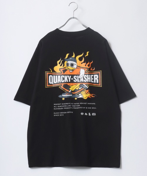 Duck Dude（ダックデュード）の「DUCK DUDE/ダックデュード ビックシルエット ファイヤー バックプリント 半袖Tシャツ レディース メンズ（Tシャツ/カットソー・レディース・ホワイト/ブラック/ブルー/ダークグリーン・M/L/LL）」の8枚目の写真