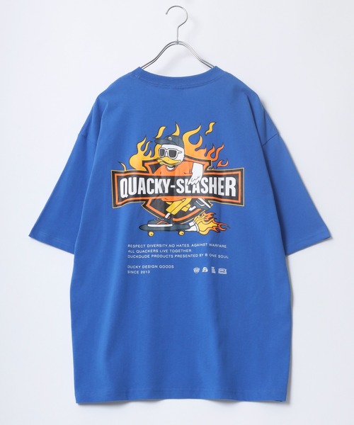 Duck Dude（ダックデュード）の「DUCK DUDE/ダックデュード ビックシルエット ファイヤー バックプリント 半袖Tシャツ レディース メンズ（Tシャツ/カットソー・レディース・ホワイト/ブラック/ブルー/ダークグリーン・M/L/LL）」の12枚目の写真