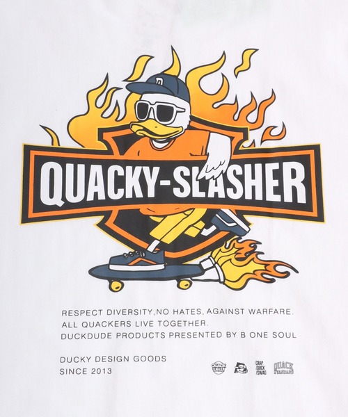 Duck Dude（ダックデュード）の「DUCK DUDE/ダックデュード ビックシルエット ファイヤー バックプリント 半袖Tシャツ レディース メンズ（Tシャツ/カットソー・レディース・ホワイト/ブラック/ブルー/ダークグリーン・M/L/LL）」の17枚目の写真