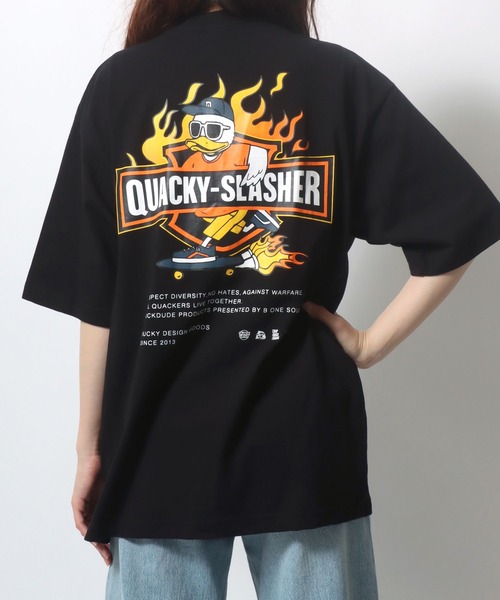 Duck Dude（ダックデュード）の「DUCK DUDE/ダックデュード ビックシルエット ファイヤー バックプリント 半袖Tシャツ レディース メンズ（Tシャツ/カットソー・レディース・ホワイト/ブラック/ブルー/ダークグリーン・M/L/LL）」の22枚目の写真