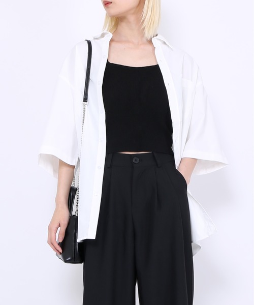 Figments（フィグメンツ）の「オーバーシルエットシャツ（シャツ/ブラウス・レディース・ブラック/ホワイト・FREE）」の14枚目の写真