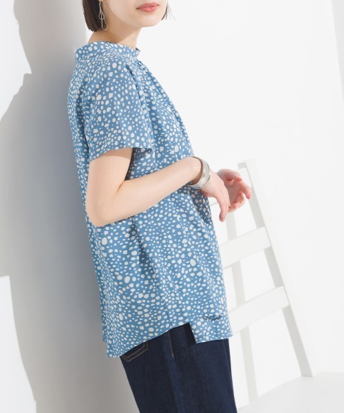 シフォンジョーゼットダルメシアン2WAYフレンチスリーブブラウス