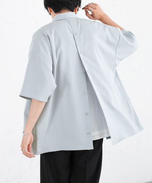 SELLE GLANT（セレグランテ）の「BACK BUTTON OPEN SHIRT/バックボタンオープンシャツ（シャツ/ブラウス・メンズ・ライトブルー/ホワイト・MEDIUM/LARGE）」の2枚目の写真