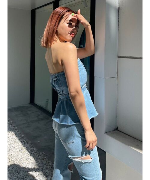 EVRIS（エヴリス）の「バックルコルセットトップス【セットアップ着用可能】（チューブトップ・レディース・ブラック/ライトブルー・FREE）」の13枚目の写真