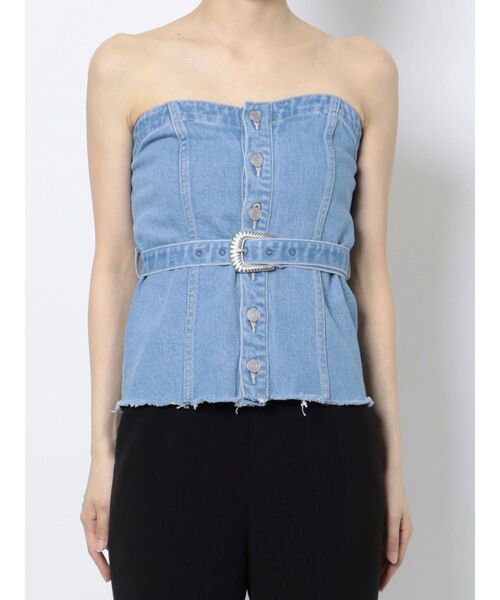 EVRIS（エヴリス）の「バックルコルセットトップス【セットアップ着用可能】（チューブトップ・レディース・ブラック/ライトブルー・FREE）」の16枚目の写真