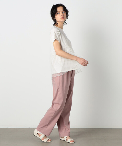 COMME CA ISM(コムサイズム)の「チュール ペプラムトップス(Tシャツ/カットソー・レディース・オリーブ/ホワイト/ブラウン・MEDIUM/LARGE)」の4枚目の写真