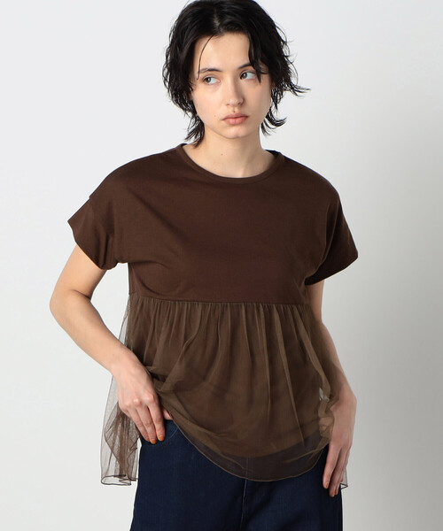 COMME CA ISM(コムサイズム)の「チュール ペプラムトップス(Tシャツ/カットソー・レディース・オリーブ/ホワイト/ブラウン・MEDIUM/LARGE)」の7枚目の写真