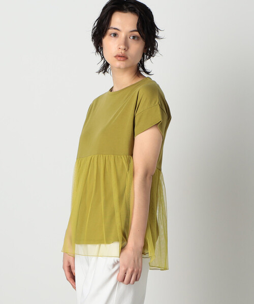COMME CA ISM(コムサイズム)の「チュール ペプラムトップス(Tシャツ/カットソー・レディース・オリーブ/ホワイト/ブラウン・MEDIUM/LARGE)」の9枚目の写真