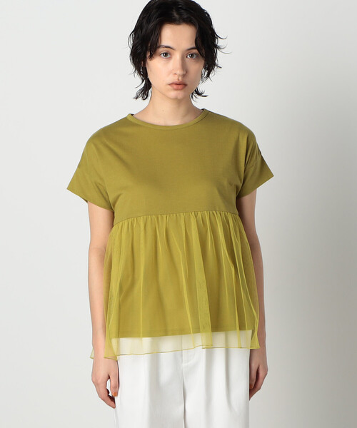 COMME CA ISM(コムサイズム)の「チュール ペプラムトップス(Tシャツ/カットソー・レディース・オリーブ/ホワイト/ブラウン・MEDIUM/LARGE)」の10枚目の写真