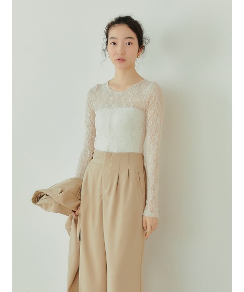 Ayla(アイラ)の「lace tops(Tシャツ/カットソー・レディース・アイボリー/ブラック/ベージュ・FREE)」の3枚目の写真